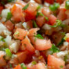 diced mexican salsa for Texas tamales in a dish